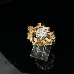 14K Yellow Gold Solitaire Nugget Ring .92 CT. Size 6.25 8.6 grams